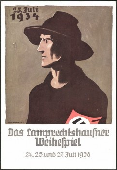 Künstler-AK Lamprechtshausen, Weihespiel 1938, Österreicher mit Hakenkreuzarmbinde